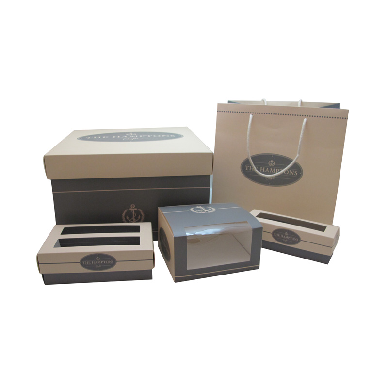 Weida Kraft Paper Bag Custom Printed Sandwich box cardboard Cake Box Cake Carrying Bag Set